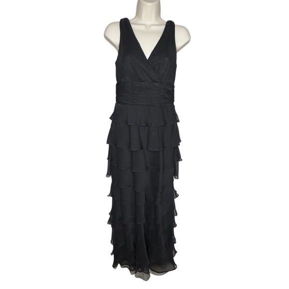 Vintage Patra Elegant Black Tiered Chiffon Sleeveless Dress Formal Size 8 - Picture 1 of 9